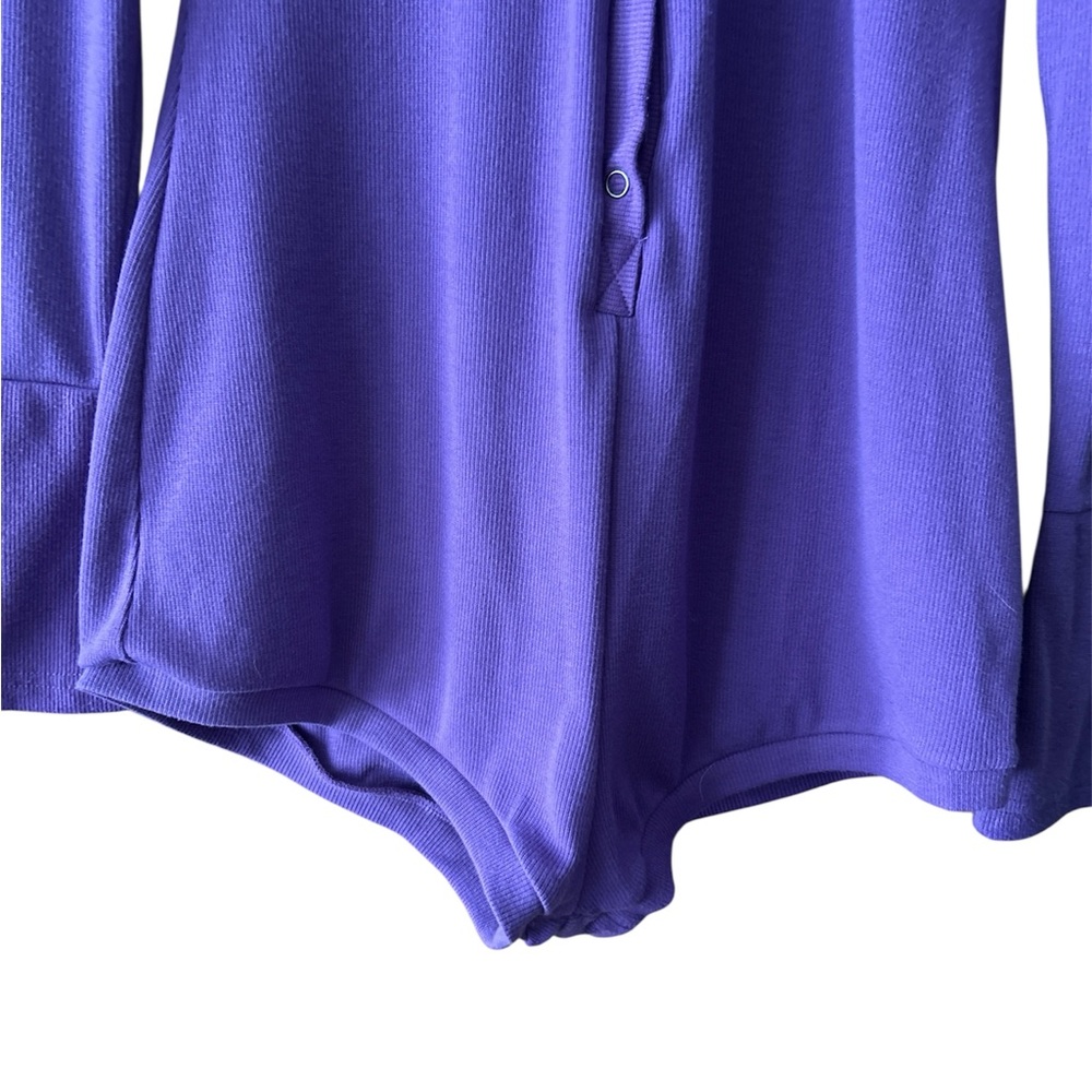 Purple Button Down Ribbed Bodysuit - Picture 3 of 5